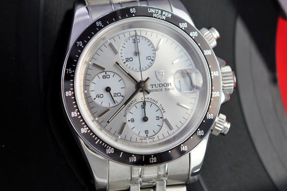 Tudor Prince Date Chronograph 79260 Silver Sunburst Dial Watch