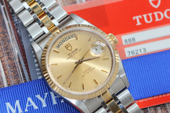 Tudor Prince Date-Day 76213 champagne Dial NOS