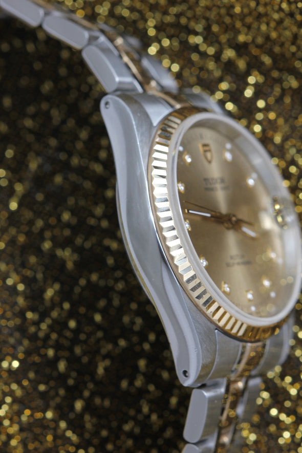 Tudor Prince Date Champaign Diamonds Dial Watch