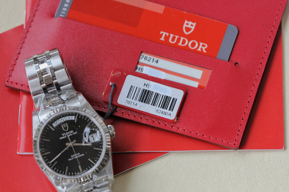 Tudor Prince Date-Day 76214 Black Dial Watch New Old Stock 2009