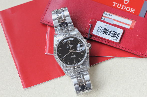 Tudor Prince Date-Day 76214 Black Dial Watch New Old Stock 2009