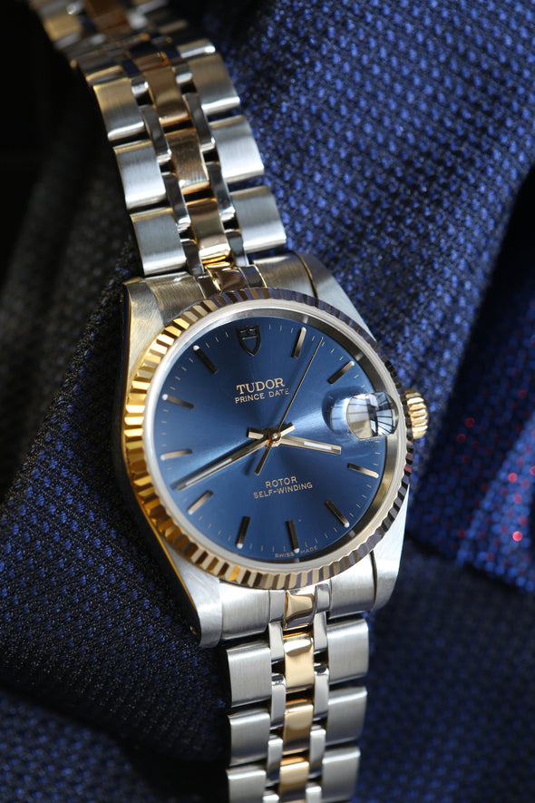 Tudor Prince Date Sunburst Blue Dial Watch