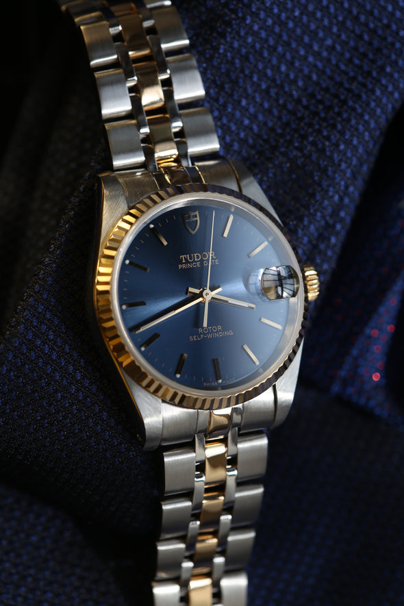 Tudor Prince Date Sunburst Blue Dial Watch