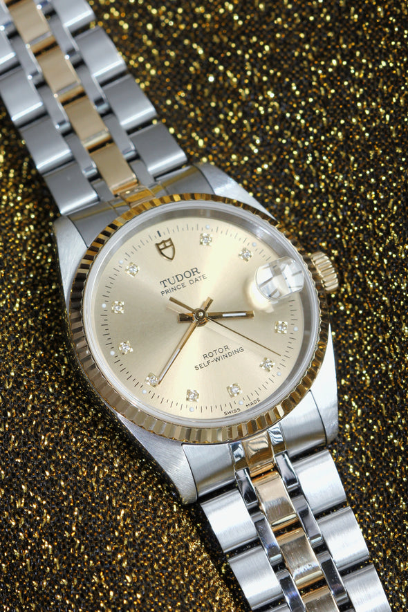 Tudor Prince Date Champaign Diamonds Dial Watch