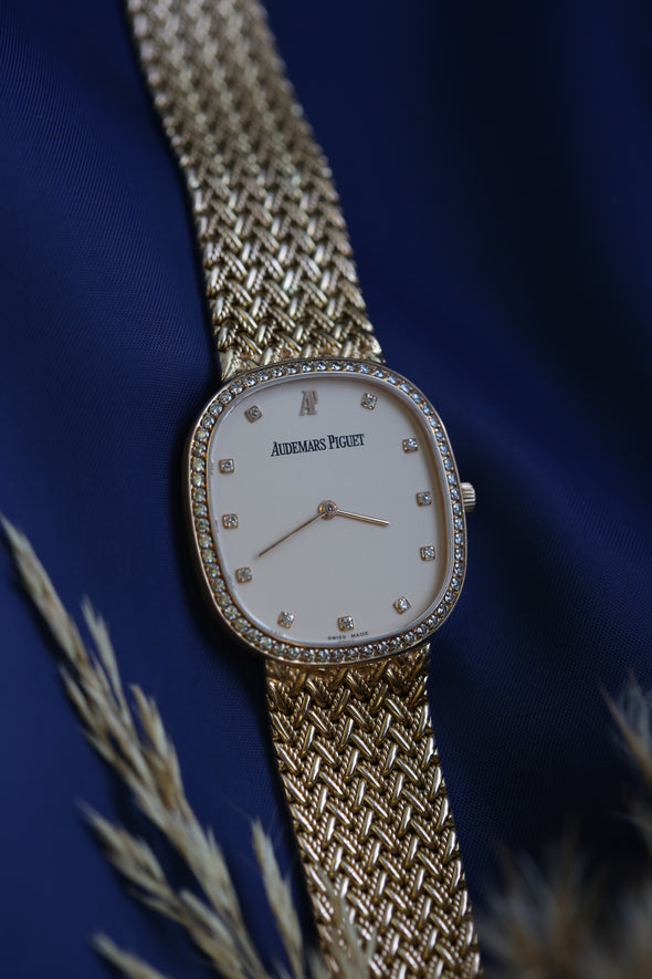 Audemars Piguet Vintage 18K YG White Diamonds Dial Watch