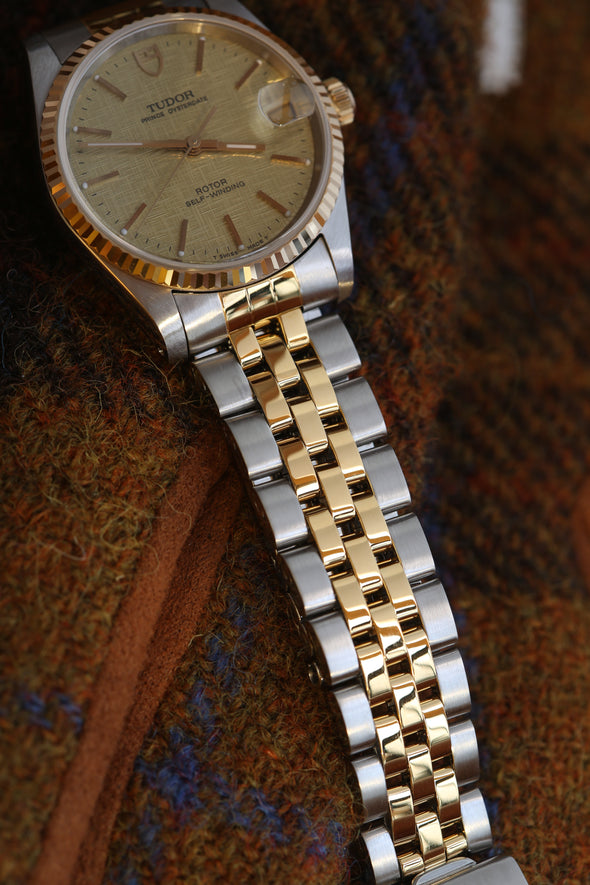 Tudor Prince Date Gold Linen Dial Watch