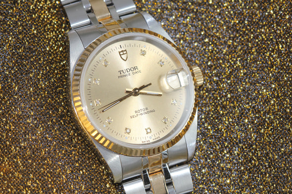 Tudor Prince Date Champaign Diamonds Dial Watch