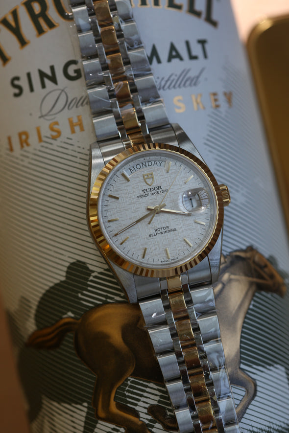 Tudor Prince Date-Day 76213 White Linen Dial New Old Stock
