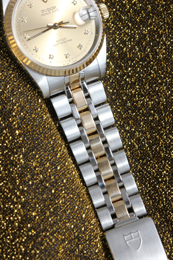 Tudor Prince Date Champaign Diamonds Dial Watch