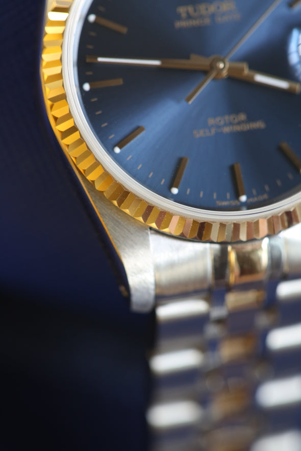 Tudor Prince Date Sunburst Blue Dial Watch