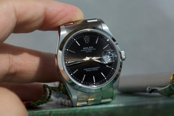 Rolex Oyster Perpetual Date Black Dial Watch Full-Set