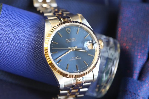 Tudor Prince Date Sunburst Blue Dial Watch