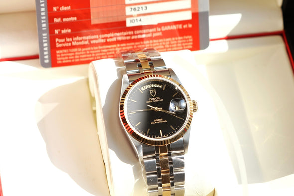 Tudor Prince Date-Day 76213 Automatic Black Dial Watch Full-set