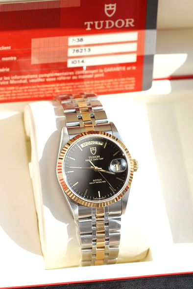 Tudor Prince Date-Day 76213 Automatic Black Dial Watch Full-set