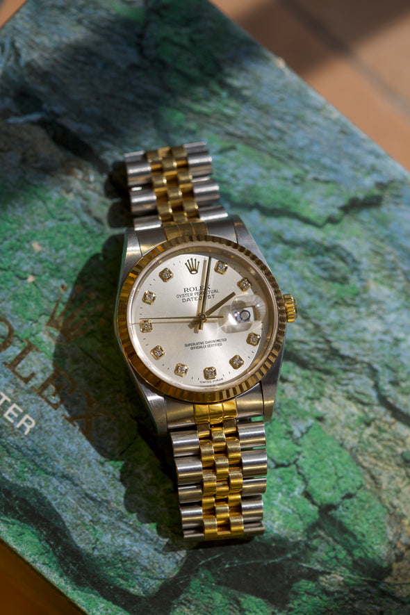 Rolex Datejust Silver Diamonds Dial Watch