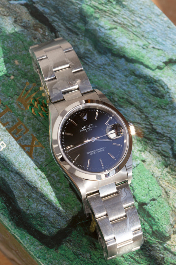 Rolex Oyster Perpetual Date Black Dial Watch Full-Set