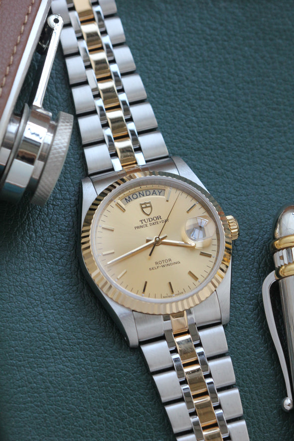 Tudor Prince Date-Day 76213 Automatic Champagne Dial Stick watch